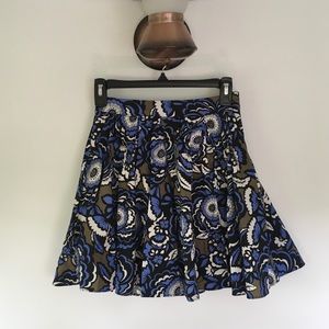🎉HP🎉 Size 00 Express Blue Brown & Cream Floral Skirt